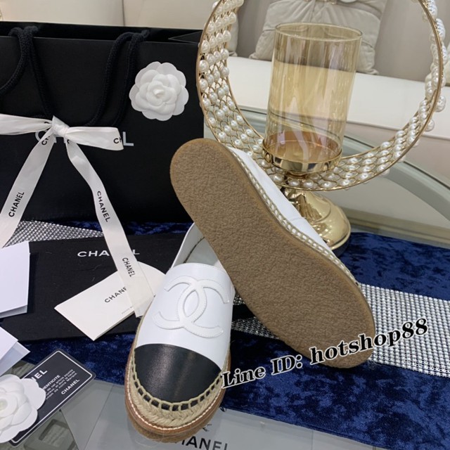 CHANEL頂級代購版漁夫鞋 香奈兒羊皮漁夫鞋草編鞋 dx3564
